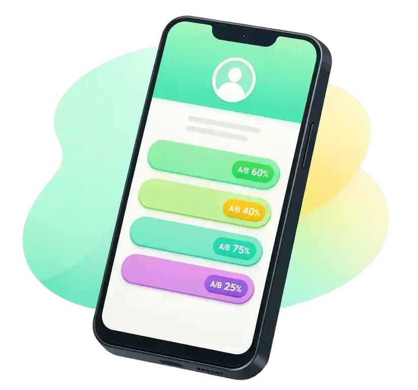 MagicBio link-in-bio app with A/B test badges